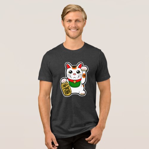 Maneki Neko Lucky Cat Tri_Blend Shirt