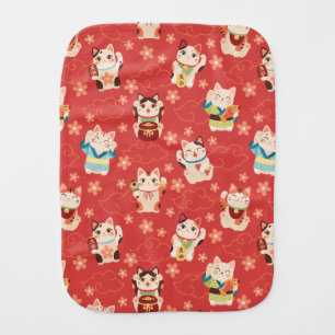 Maneki Neko Lucky Cats Baby Burp Cloth