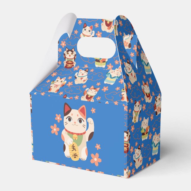 Maneki Neko Lucky Cats Favor Boxes (Front Side)