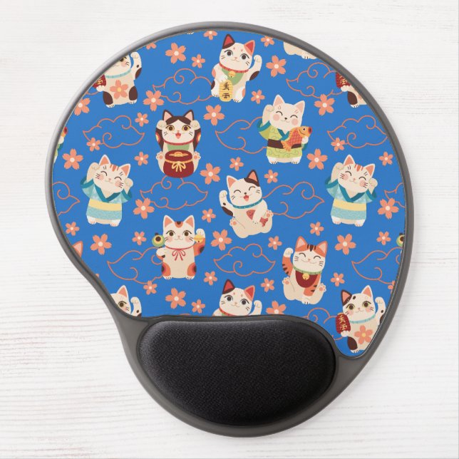 Maneki Neko Lucky Cats Gel Mouse Pad (Front)