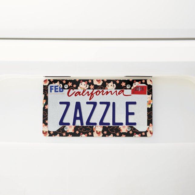 Maneki Neko Lucky Cats License Plate Frame (On Car)