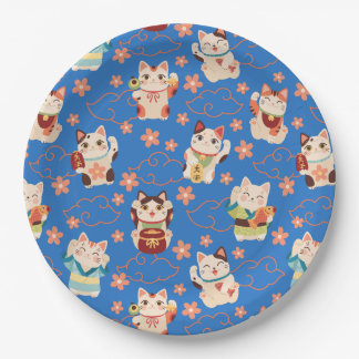 Maneki Neko Lucky Cats Paper Plates