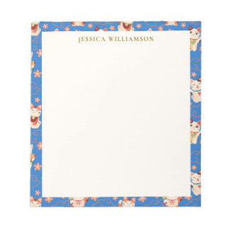 Maneki Neko Lucky Cats Personalized Name Notepad