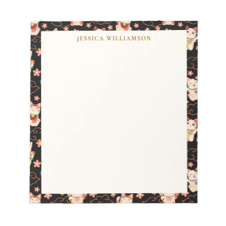 Maneki Neko Lucky Cats Personalized Name Notepad