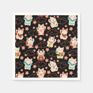 Maneki Neko Lucky Cats Personalized  Napkins