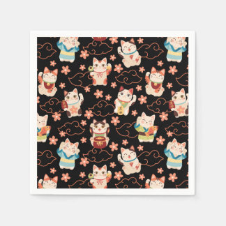 Maneki Neko Lucky Cats Personalized  Napkins