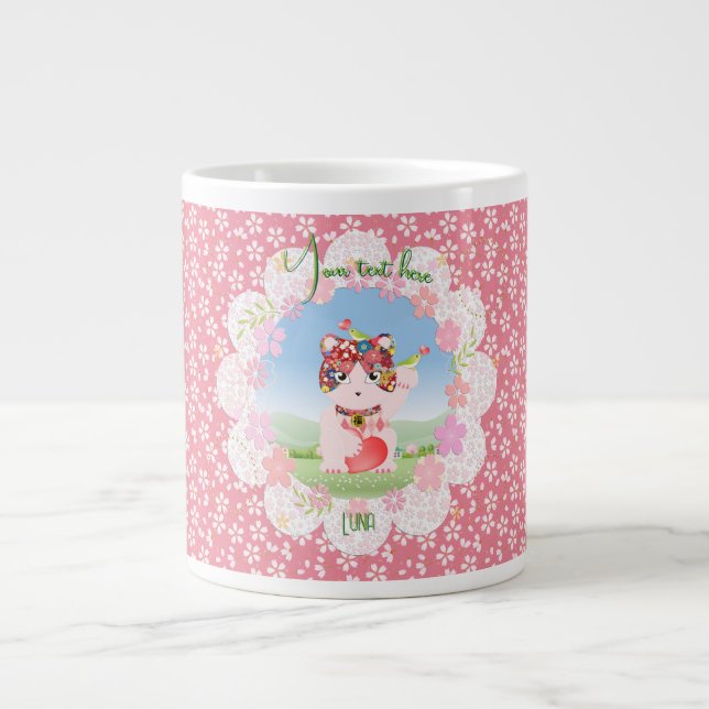 Maneki Neko Lucky Luna Giant Coffee Mug (Front)