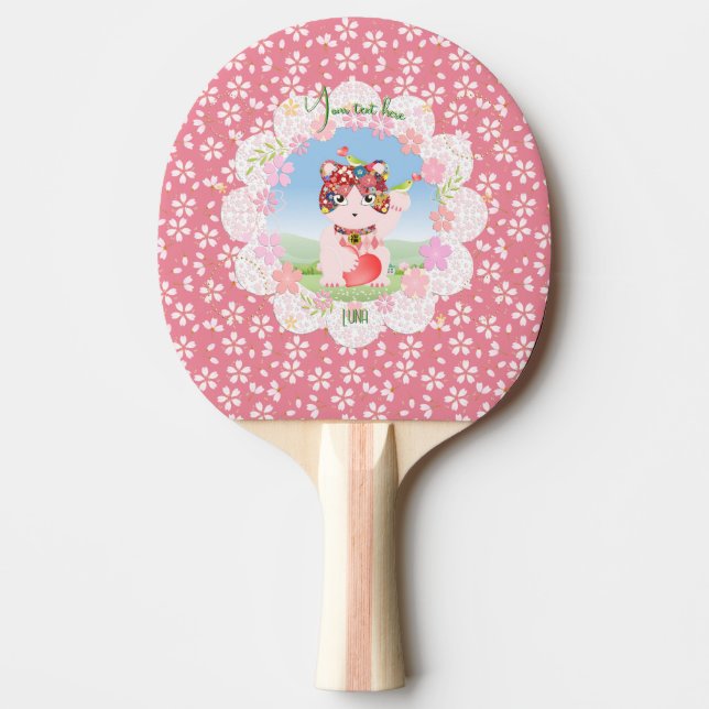 Maneki Neko Lucky Luna Ping Pong Paddle (Front)
