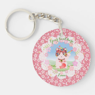 Maneki Neko Lucky Luna Round Keychain