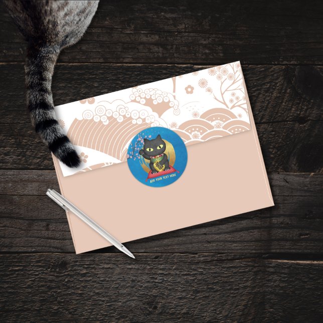 Maneki Neko Lucky Poilue Classic Round Sticker (Maneki Neko Lucky Poilue Classic Round Sticker)