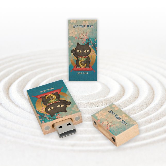 Maneki Neko Lucky Poilue Wood Flash Drive (Maneki Neko Lucky Poilue Wood USB Flash Drive)