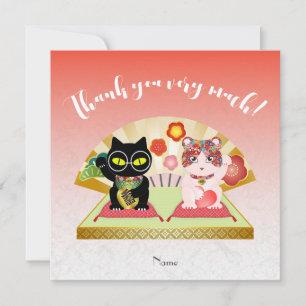 Maneki Neko Lucky Poiluna Flat Thank You Card