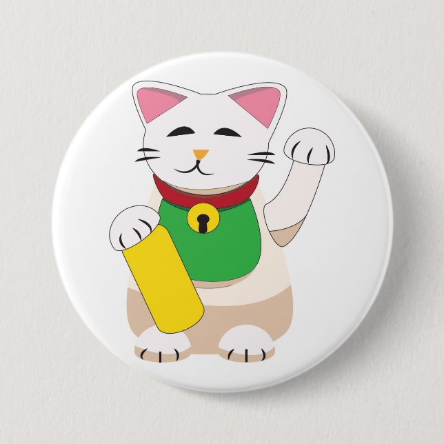 Maneki Neko or Beckoning Cat Button (Front)