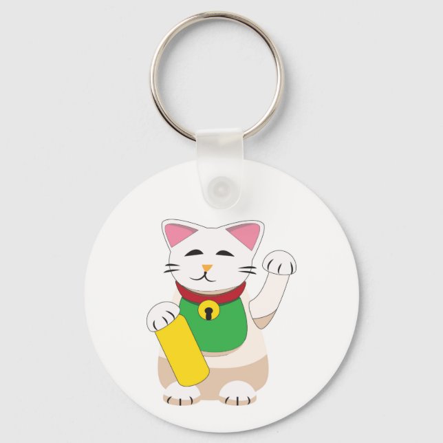 Maneki Neko or Beckoning Cat Keychain (Front)