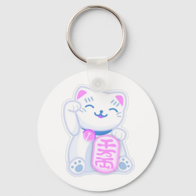 maneki neko pastel keychain (Front)