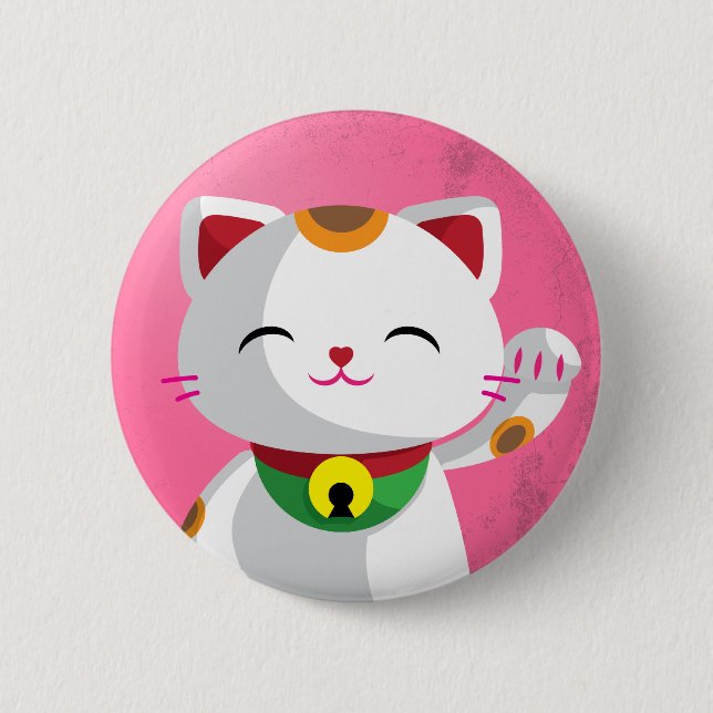 Maneki Neko Pinback Button (Front)