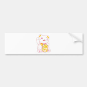 maneki neko pink bumper sticker