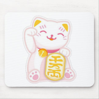maneki neko pink mouse pad