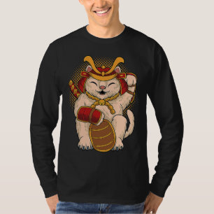 Maneki Neko Samurai Japan Lucky Cat Lucky Money ON T-Shirt