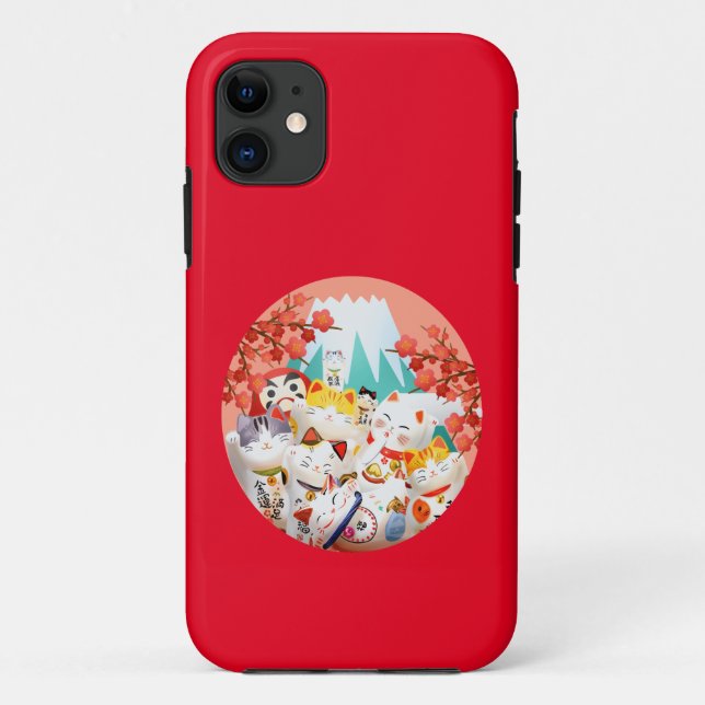 Manekineko Hanami Party Case-Mate iPhone Case (Back)