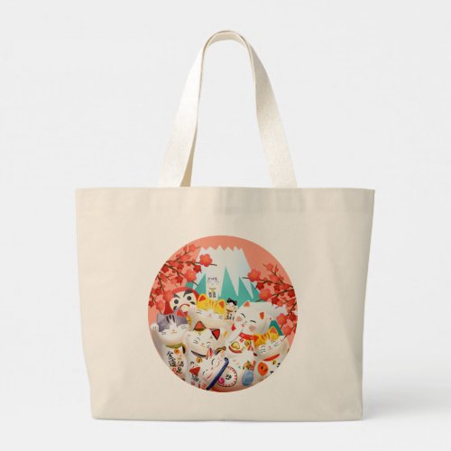 Manekineko Hanami Party Large Tote Bag