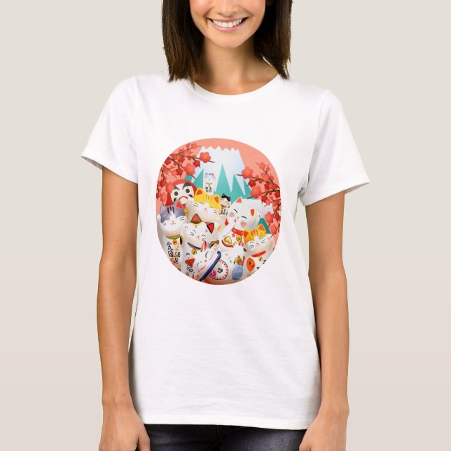 Manekineko Hanami Party T-Shirt (Front)