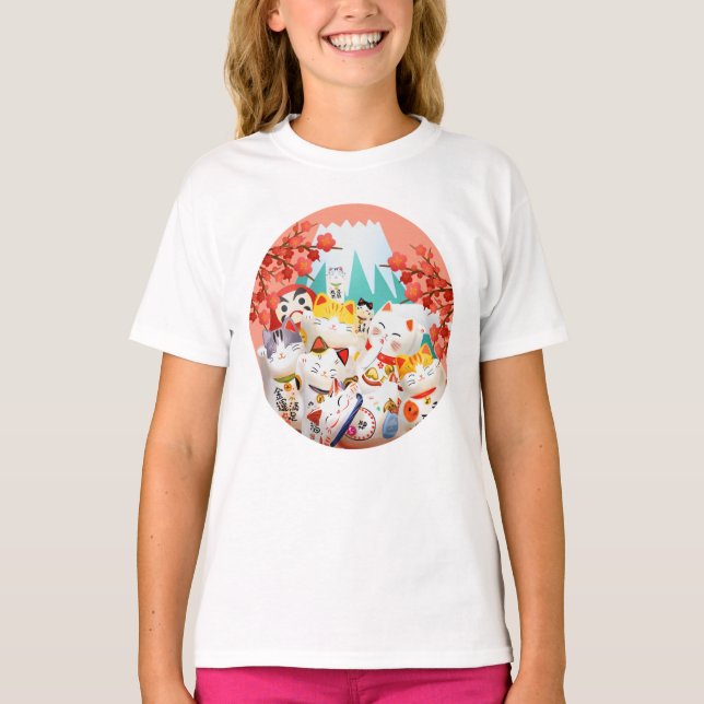 Manekineko Hanami Party T-Shirt (Front)
