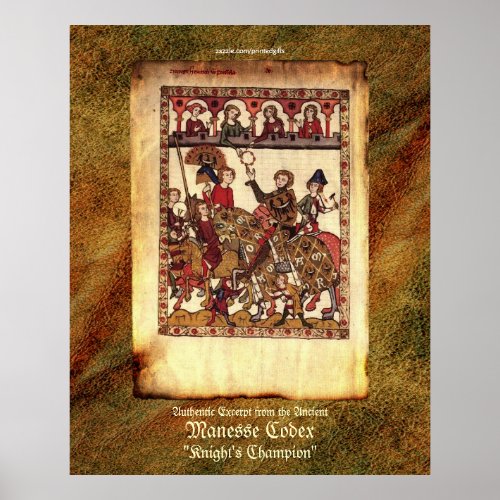 Manesse Codex excerpt Medieval Knights Art Print
