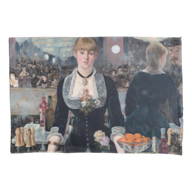 Manet - A Bar at the Folies-Bergere Pillow Case (Front)