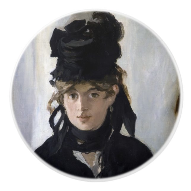 Manet - Berthe Morisot with a bouquet of violets  Ceramic Knob (Front)