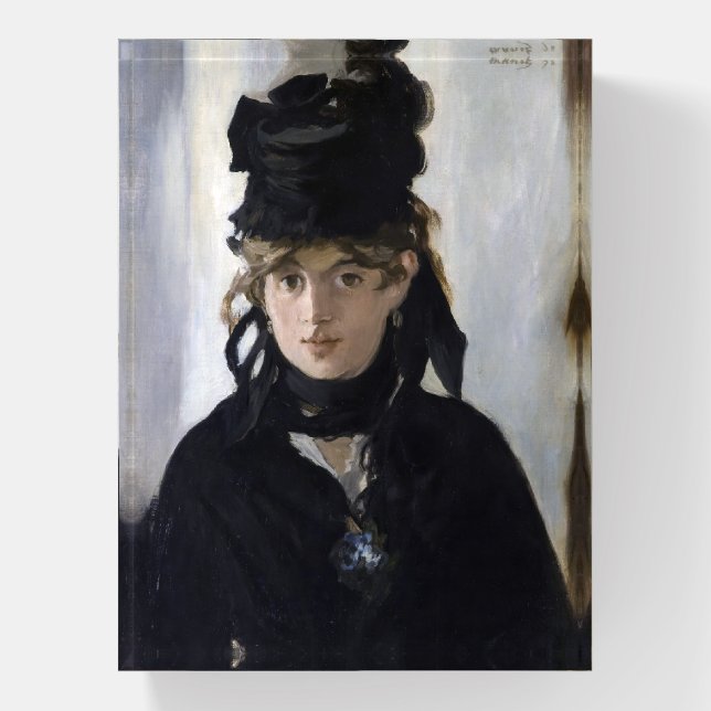 Manet - Berthe Morisot with a bouquet of violets Paperweight (Vertical)