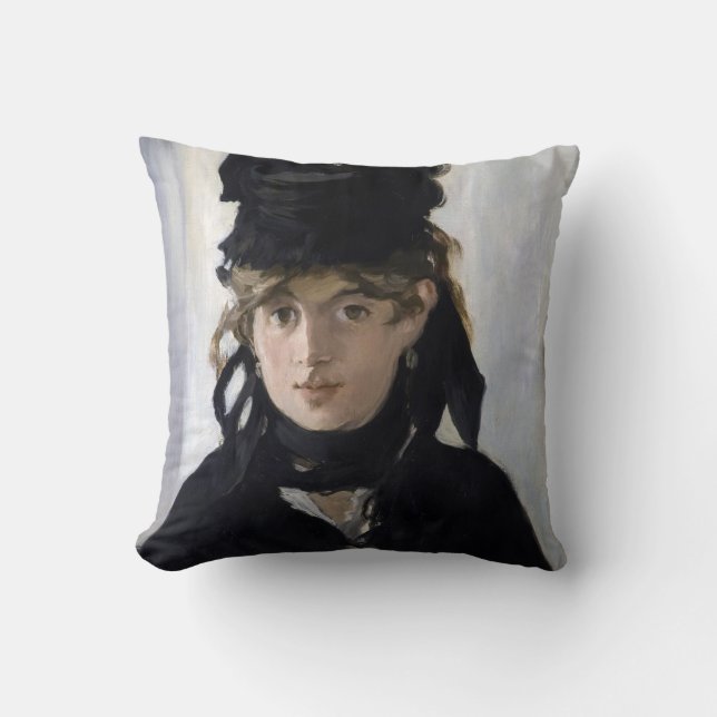 Manet - Berthe Morisot with a bouquet of violets Throw Pillow (Front)