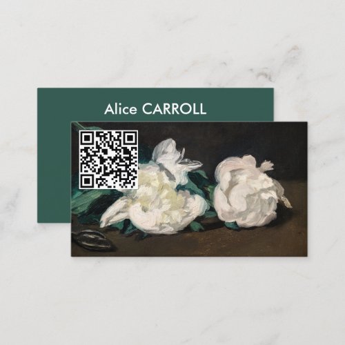 Manet _ Branch White Peonies Secateurs _ QR Code Business Card