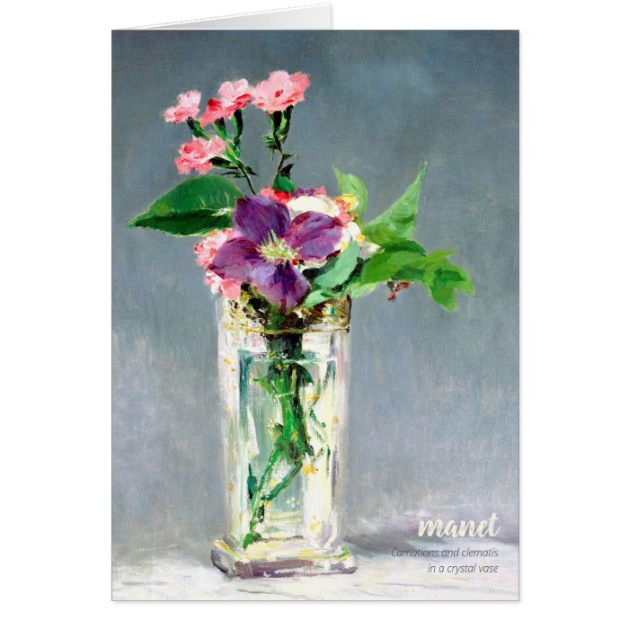 Manet Carnations and clematis Floral greeting card