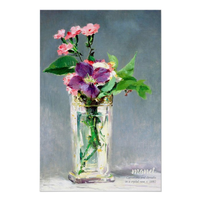 Manet Carnations clematis CC1240 Beautiful flowers Poster