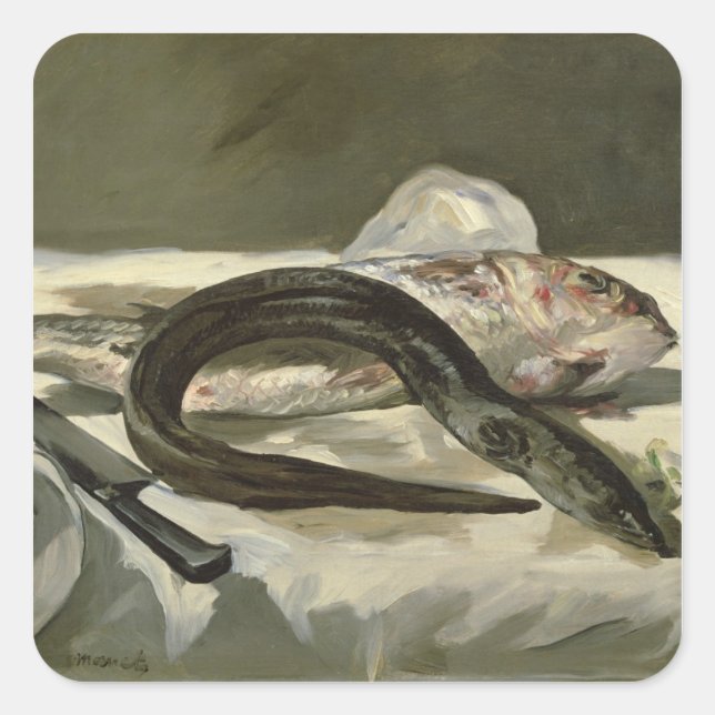 Manet | Eel and Red Mullet, 1864 Square Sticker (Front)