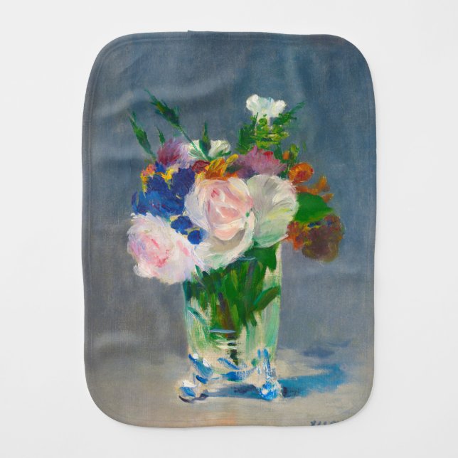 Manet Flowers in a Crystal Vase Baby Burp Cloth (Front)