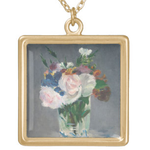 Manet   Flowers in a Crystal Vase, c.1882 Gold Plated Necklace