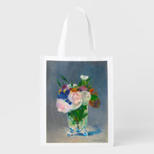Manet Flowers in a Crystal Vase Grocery Bag