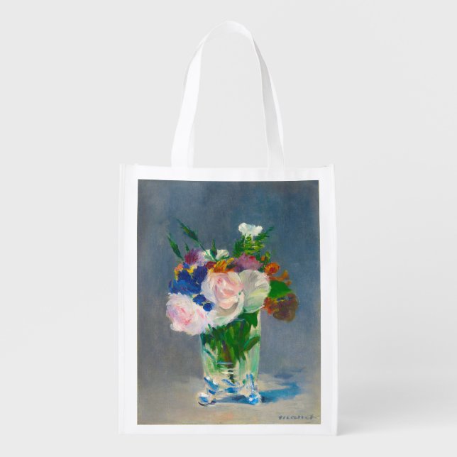Manet Flowers in a Crystal Vase Grocery Bag (Front)