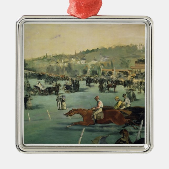 Manet | Horse Racing, 1872 Metal Ornament (Front)