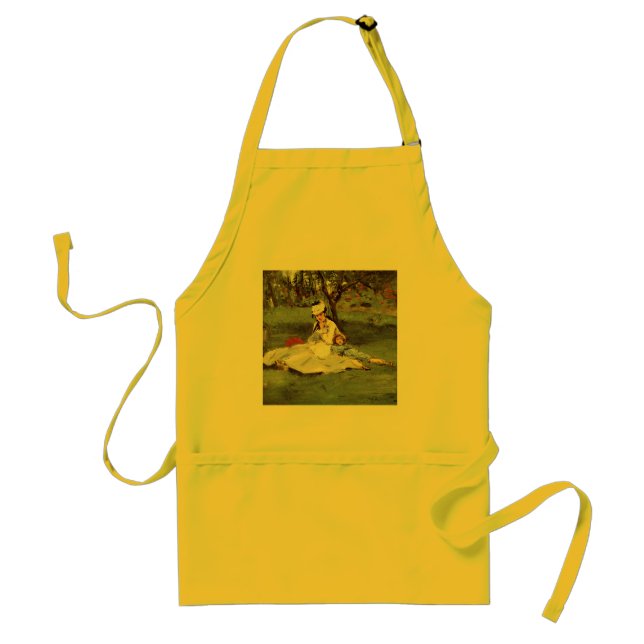 Manet Impressionist French Family Garden Painting Adult Apron (Front)