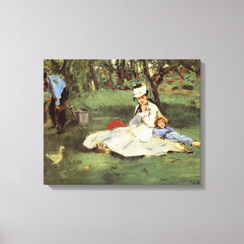 Manet Impressionist French Family Garden Painting Canvas Print