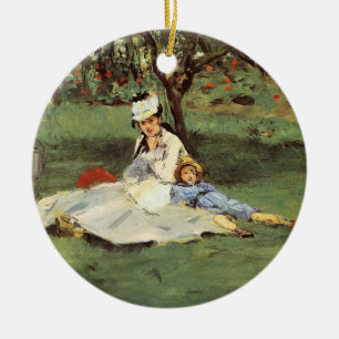 Manet Impressionist French Family Garden Painting Ceramic Ornament