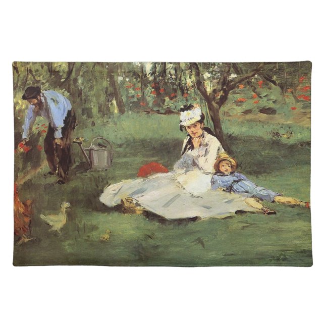Manet Impressionist French Family Garden Painting Cloth Placemat (Front)