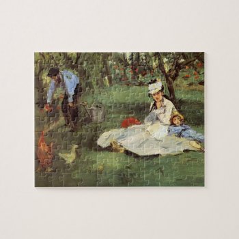 Manet Impressionist French Family Garden Painting Jigsaw Puzzle by antiqueart at Zazzle