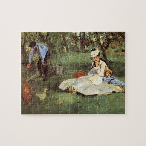Manet Impressionist French Family Garden Painting Jigsaw Puzzle