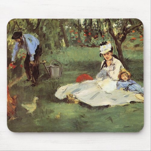 Manet Impressionist French Family Garden Painting Mouse Pad