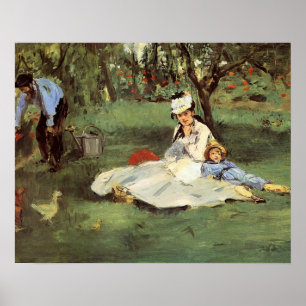 Manet Impressionist French Family Garden Painting Poster