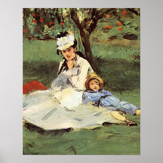 Manet Impressionist French Family Garden Painting Poster (Front)